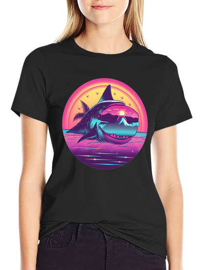Retro Shark Graphic Tee - Black