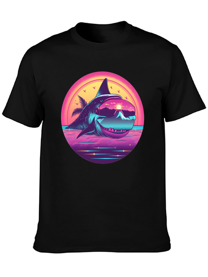 Retro Shark Graphic Tee - Black