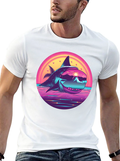 Retro Shark Graphic Tee - Black
