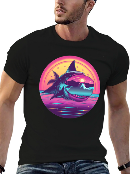 Retro Shark Graphic Tee - Black