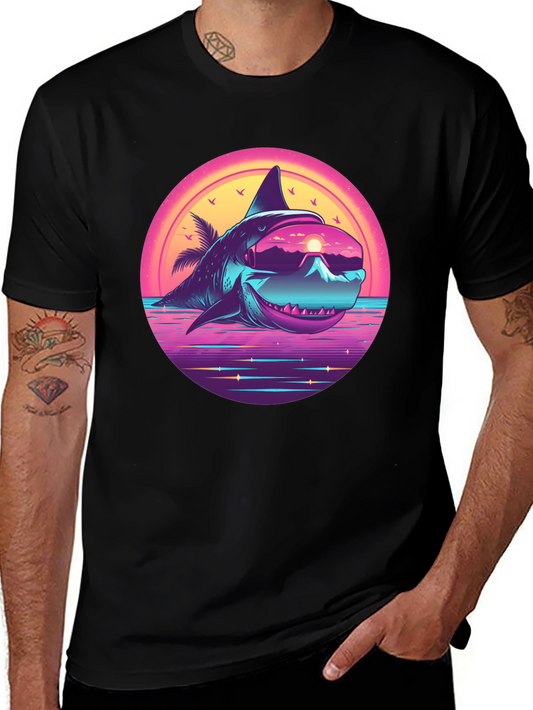 Retro Shark Graphic Tee - Black