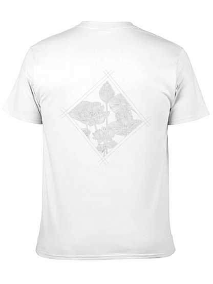 Floral Diamond Graphic Black T-Shirt