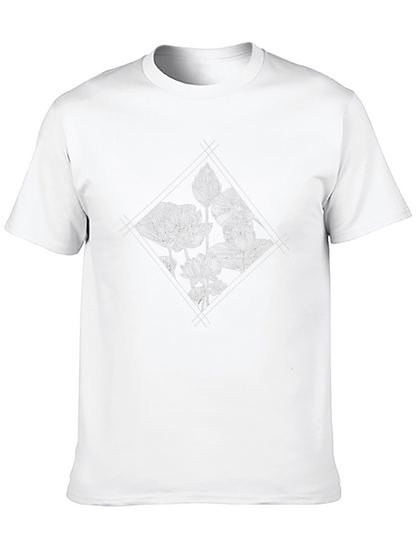 Floral Diamond Graphic Black T-Shirt