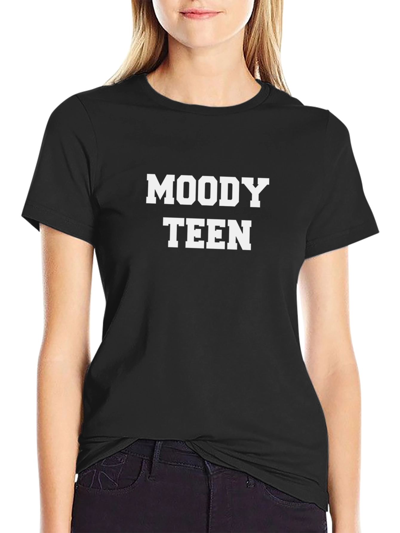 Moody Teen Graphic Tee - Black Cotton T-Shirt
