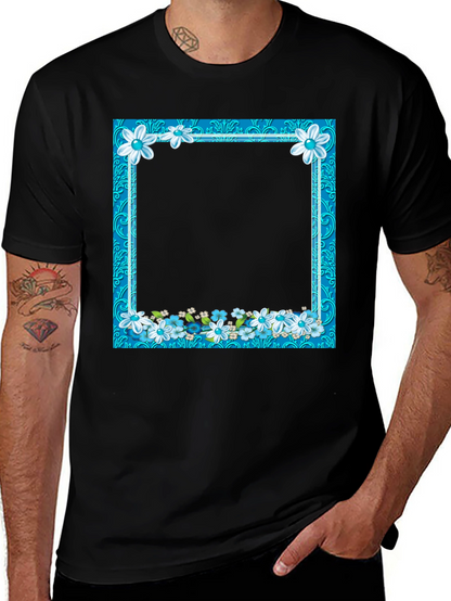 Floral Frame Black T-Shirt