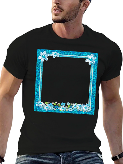 Floral Frame Black T-Shirt