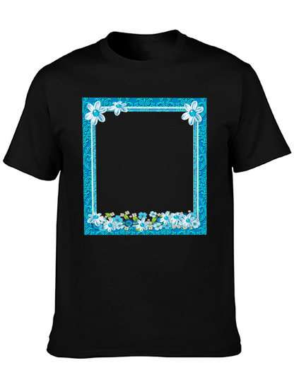 Floral Frame Black T-Shirt