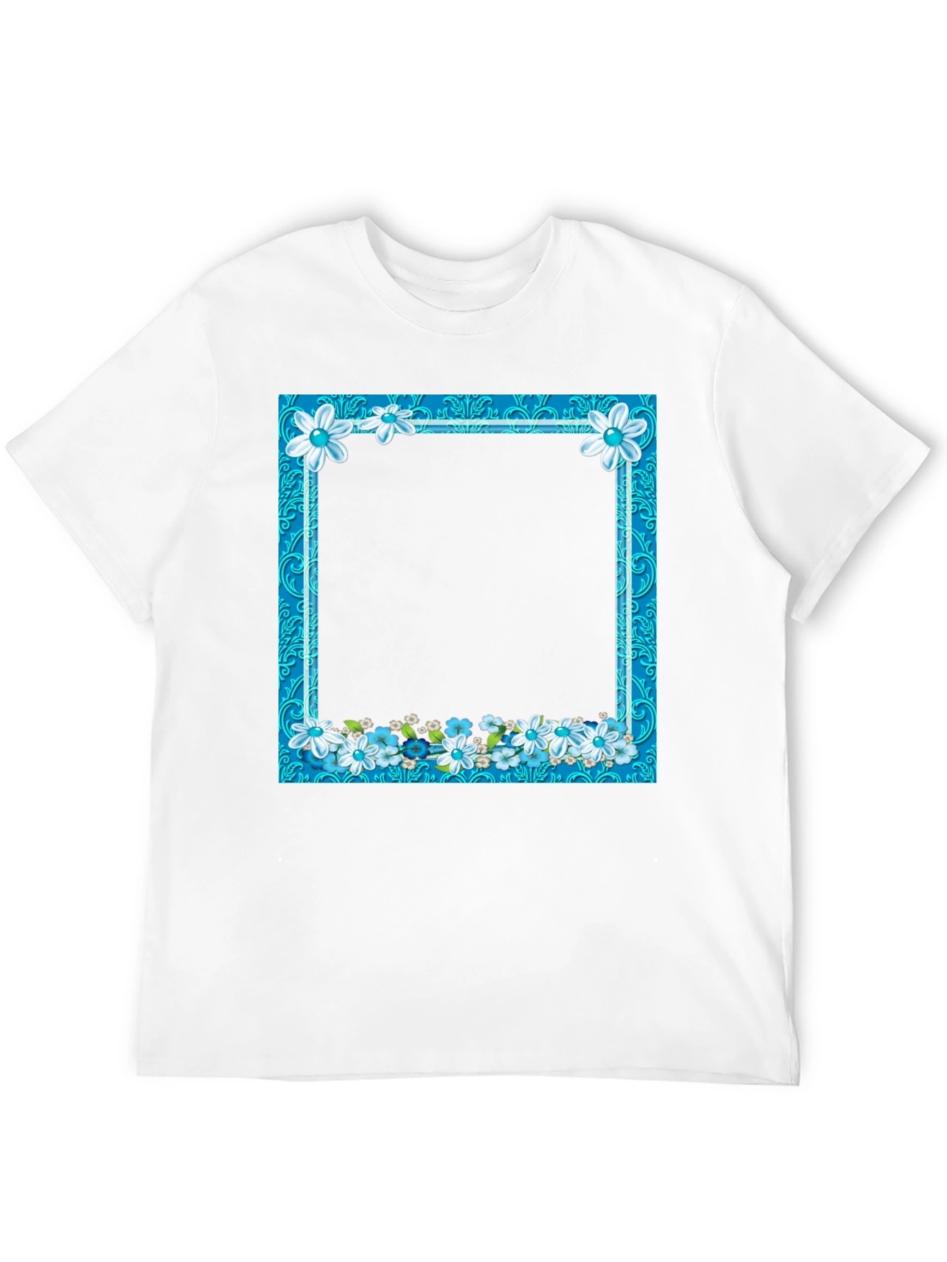 Floral Frame Black T-Shirt