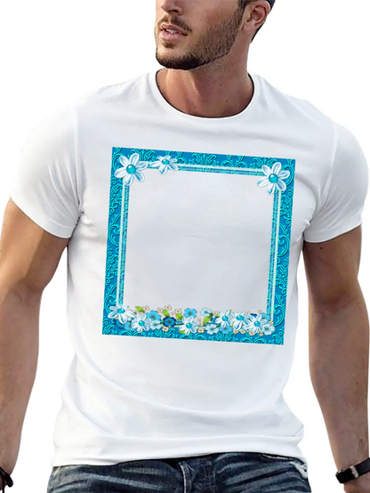 Floral Frame Black T-Shirt