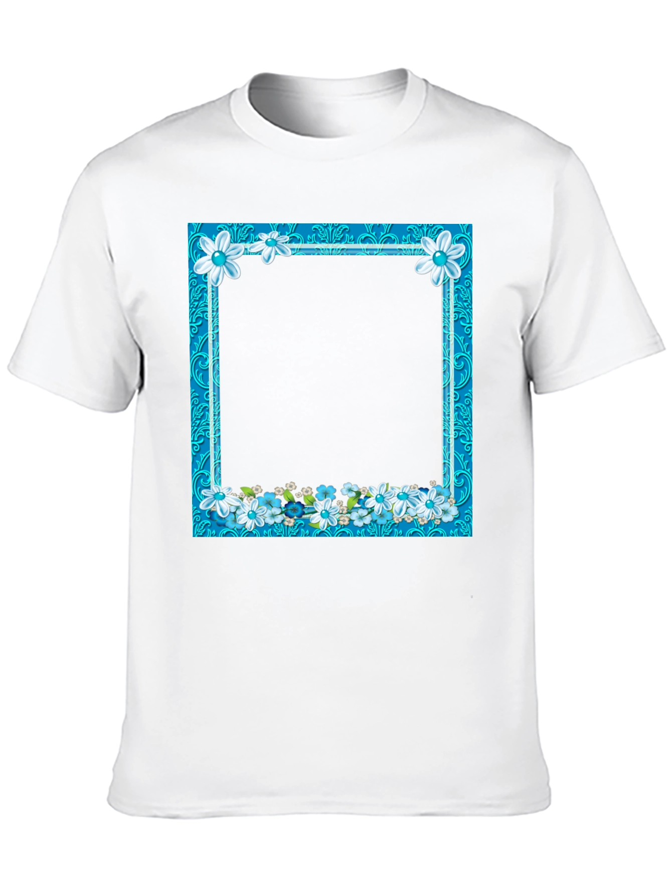 Floral Frame Black T-Shirt