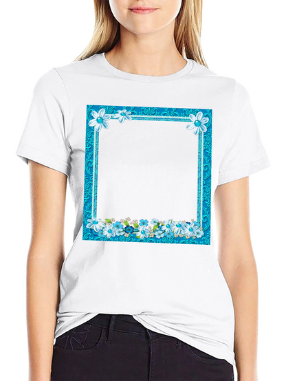 Floral Frame Black T-Shirt