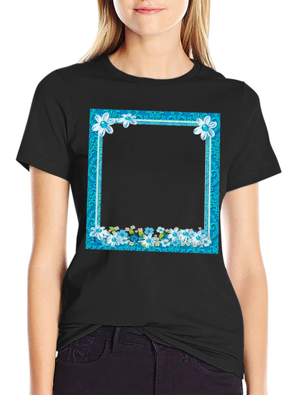 Floral Frame Black T-Shirt