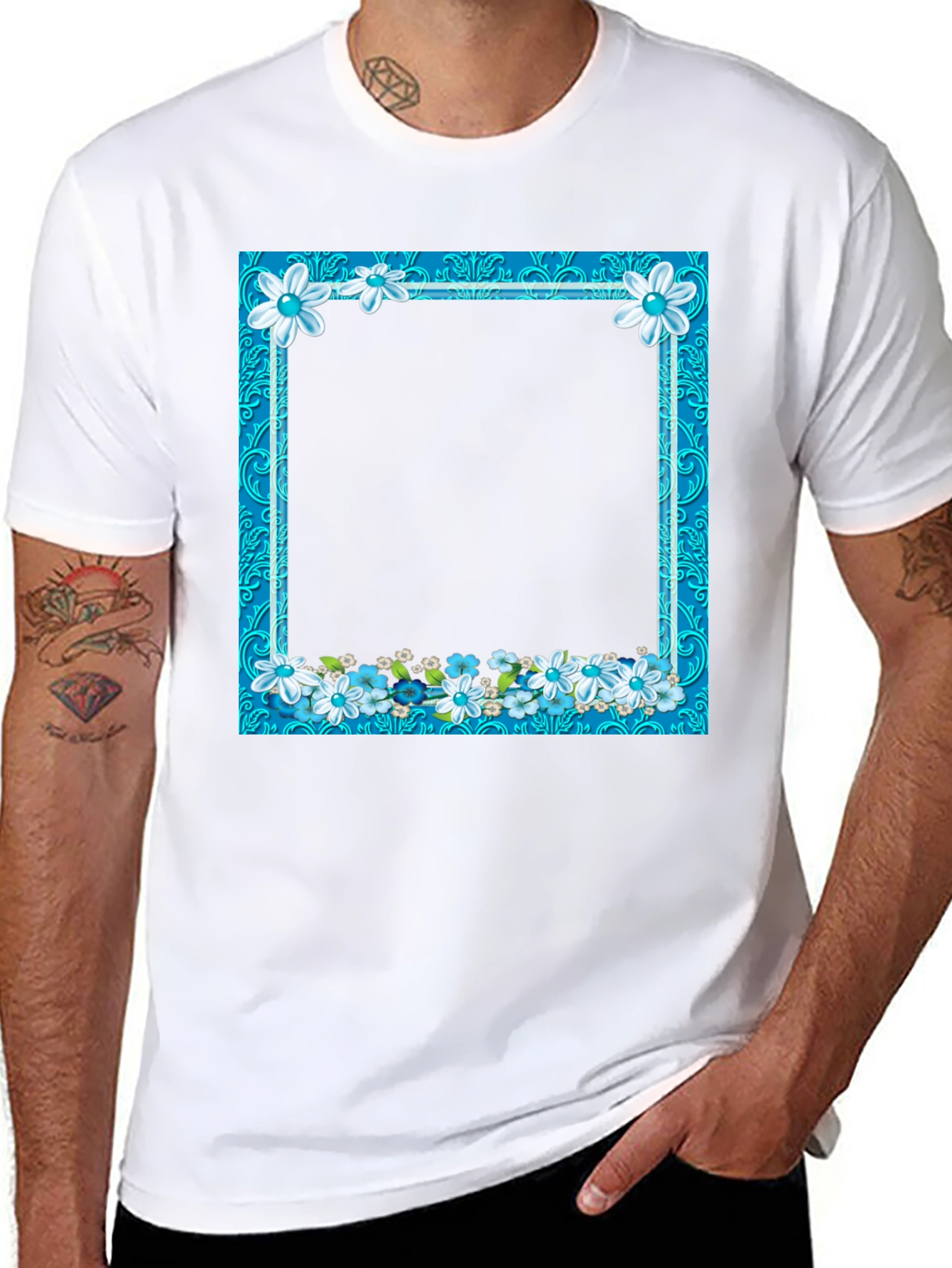 Floral Frame Black T-Shirt