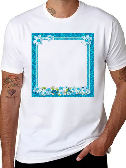 Floral Frame Black T-Shirt
