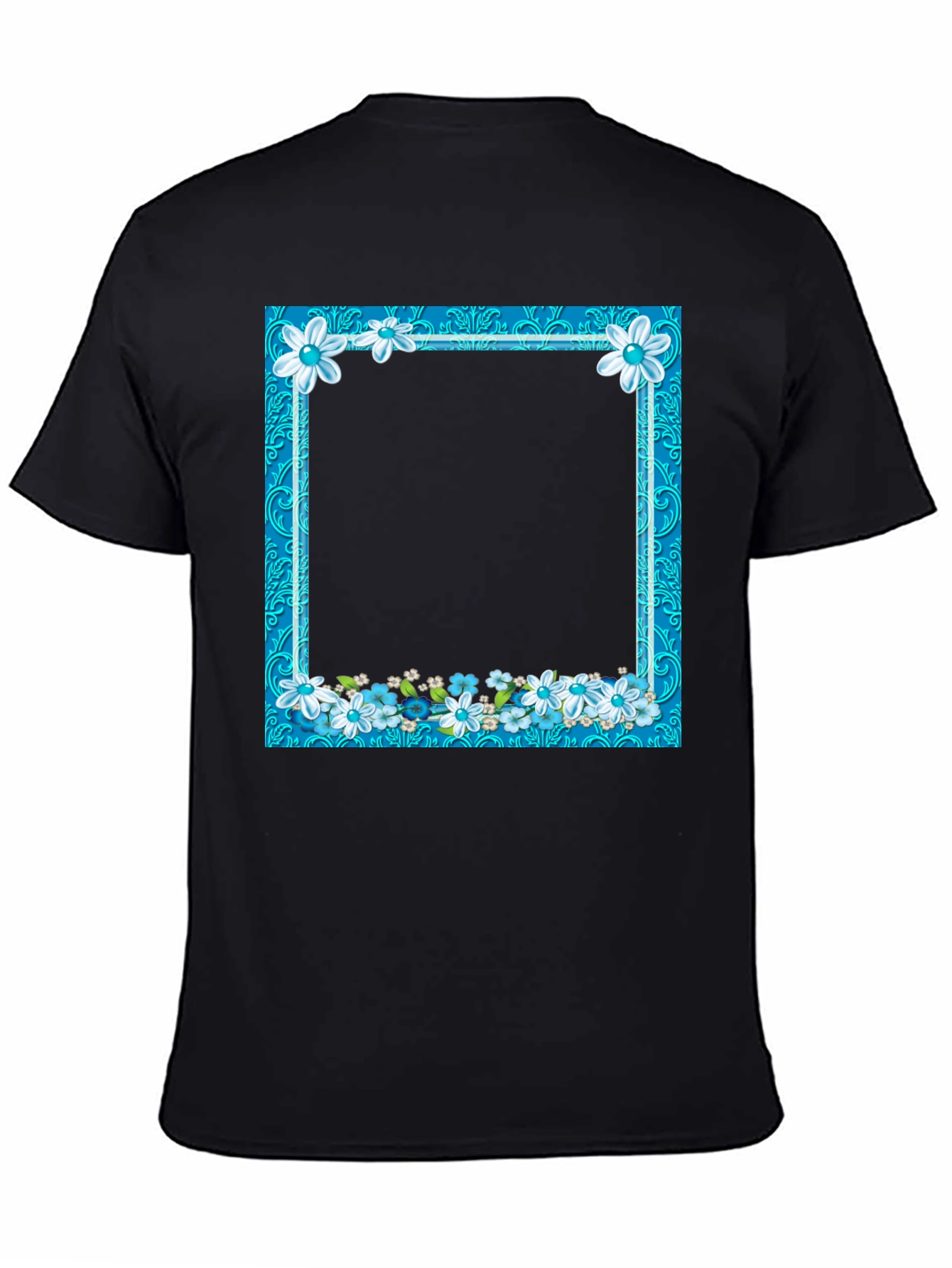Floral Frame Black T-Shirt