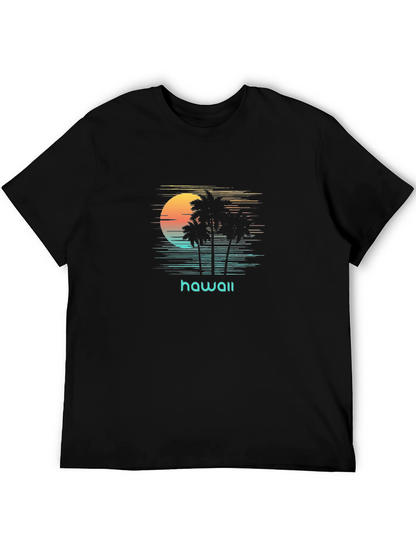Hawaii Sunset Palm Tree Graphic T-Shirt