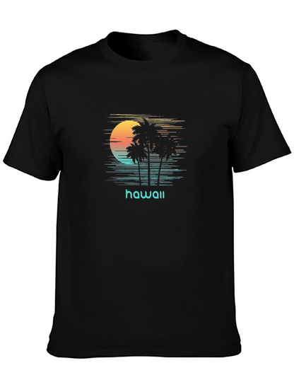 Hawaii Sunset Palm Tree Graphic T-Shirt