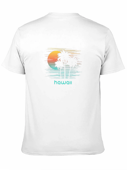 Hawaii Sunset Palm Tree Graphic T-Shirt