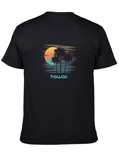 Hawaii Sunset Palm Tree Graphic T-Shirt