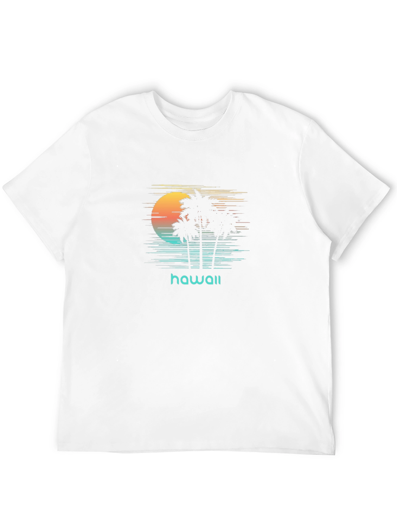 Hawaii Sunset Palm Tree Graphic T-Shirt