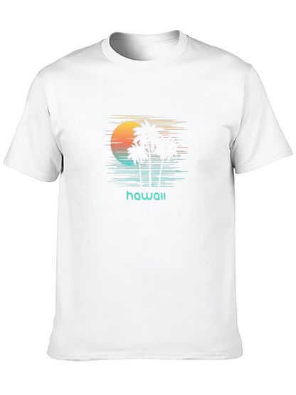 Hawaii Sunset Palm Tree Graphic T-Shirt