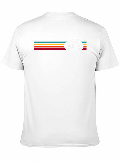Retro Bicycle Stripes Graphic Tee - Black
