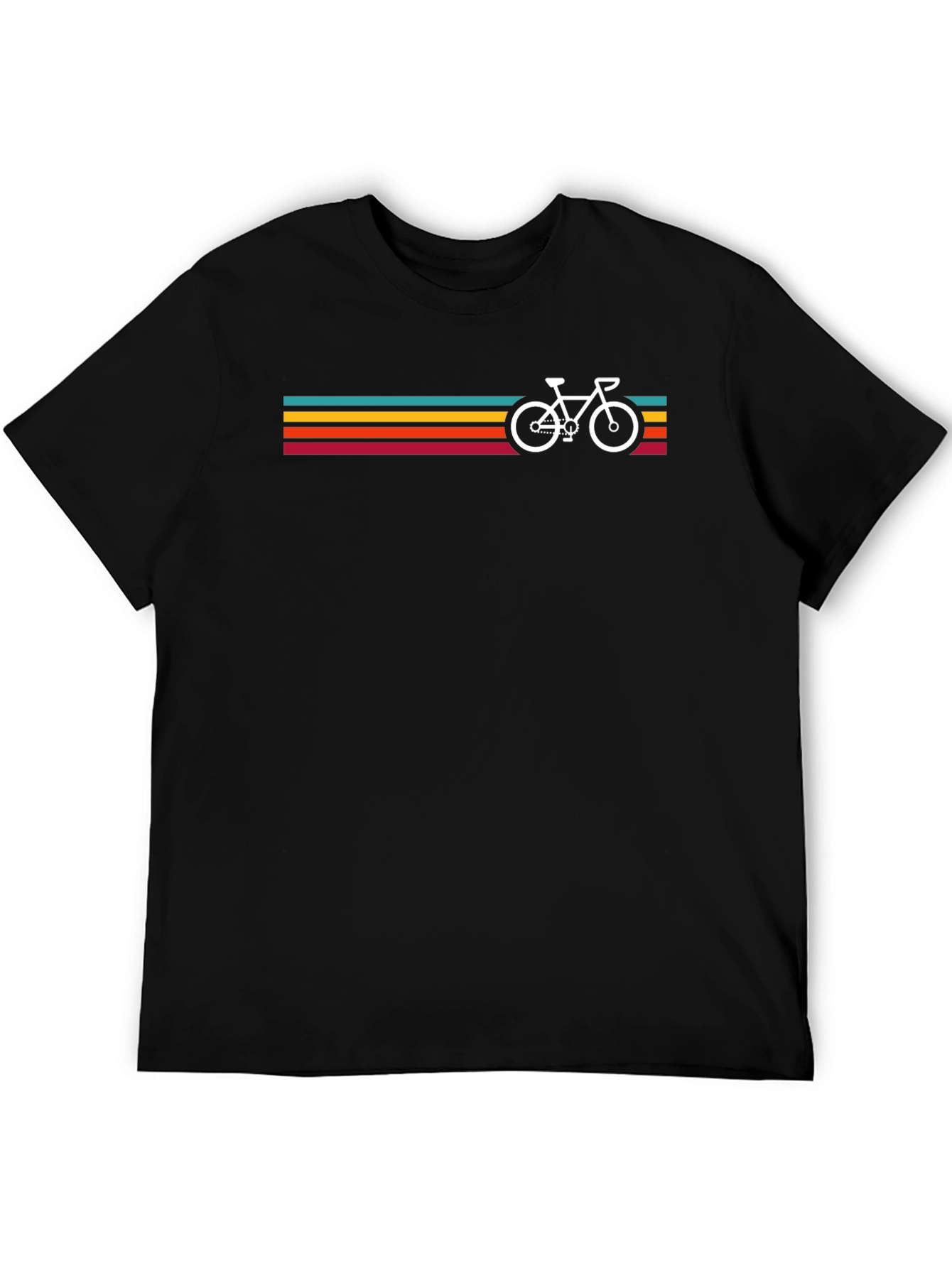 Retro Bicycle Stripes Graphic Tee - Black