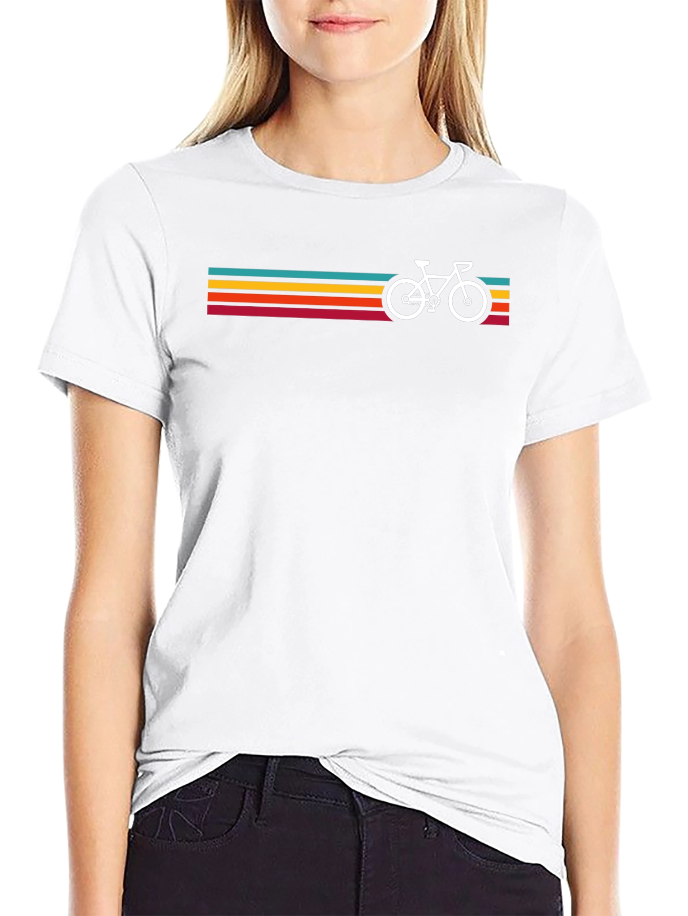 Retro Bicycle Stripes Graphic Tee - Black