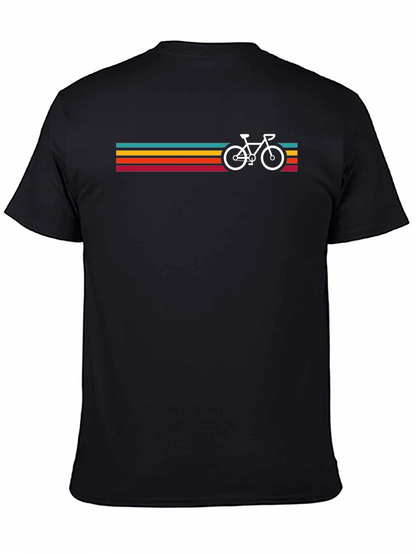 Retro Bicycle Stripes Graphic Tee - Black