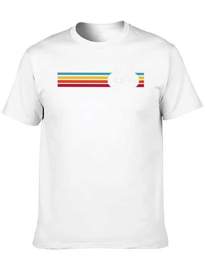 Retro Bicycle Stripes Graphic Tee - Black