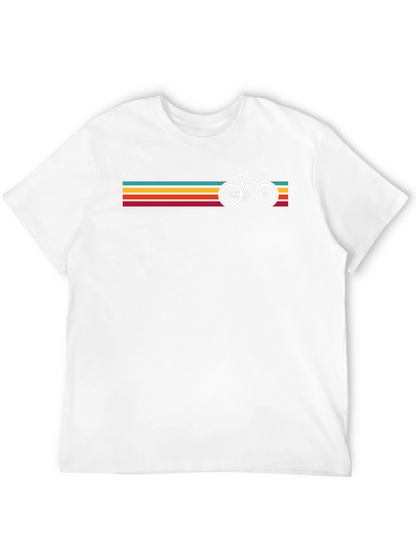 Retro Bicycle Stripes Graphic Tee - Black