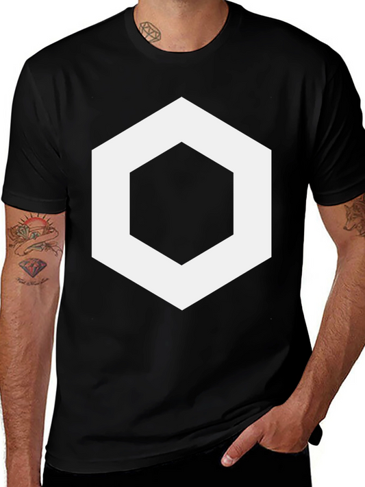Geometric Hexagon Graphic Tee - Stylish Mens Black T-Shirt
