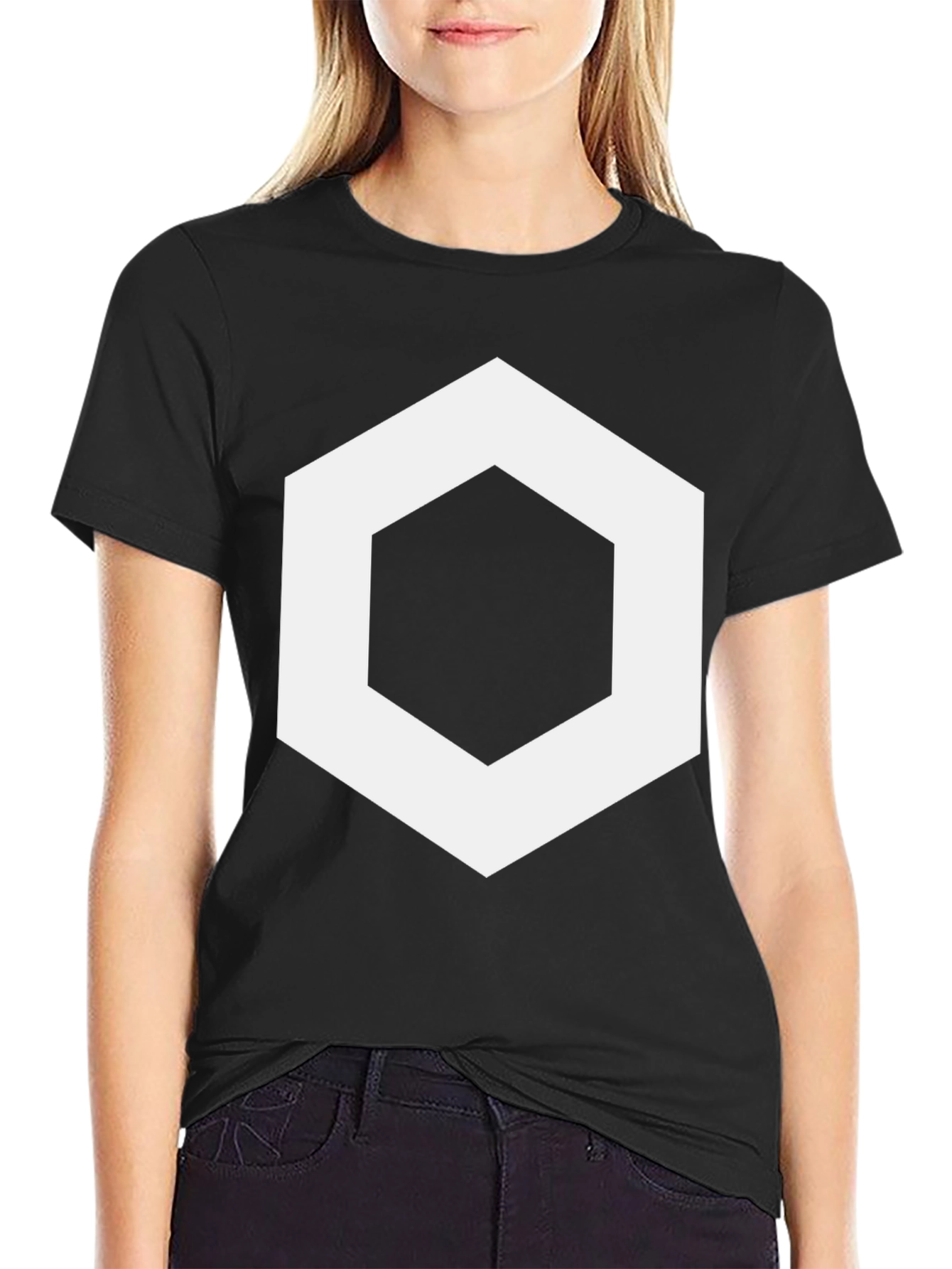 Geometric Hexagon Graphic Tee - Stylish Mens Black T-Shirt