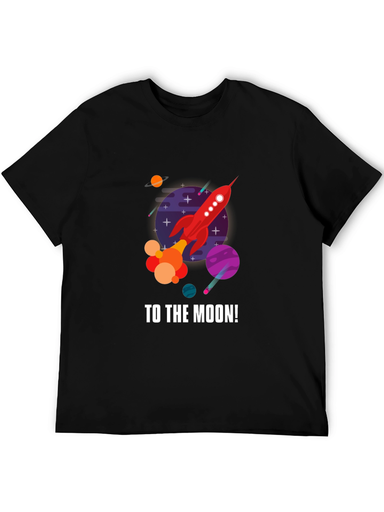 To the Moon Rocket Graphic T-Shirt - Black