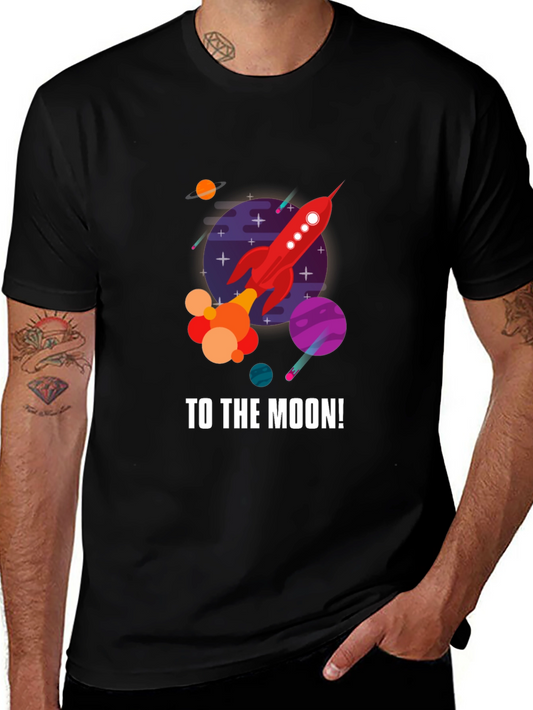 To the Moon Rocket Graphic T-Shirt - Black
