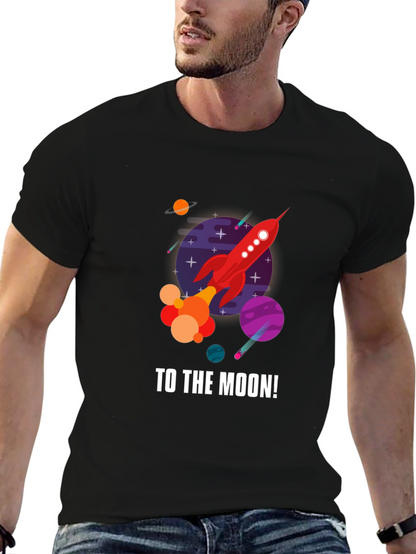 To the Moon Rocket Graphic T-Shirt - Black