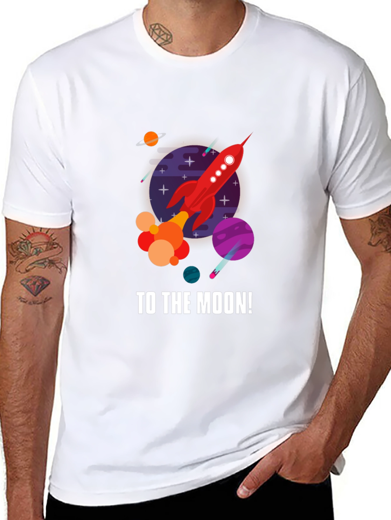 To the Moon Rocket Graphic T-Shirt - Black