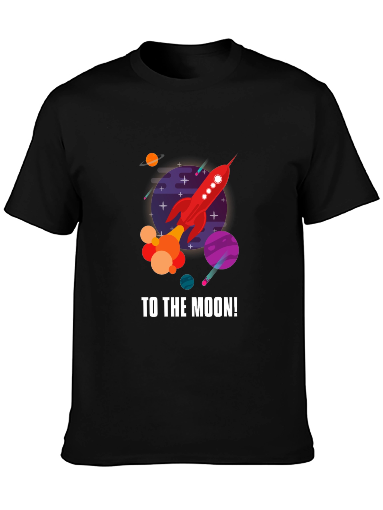 To the Moon Rocket Graphic T-Shirt - Black