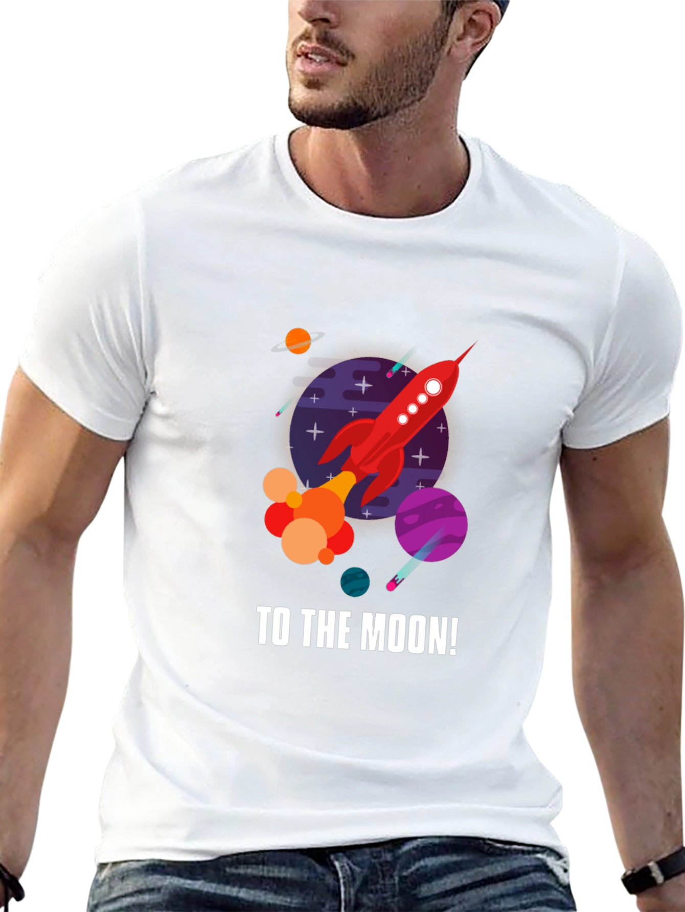 To the Moon Rocket Graphic T-Shirt - Black