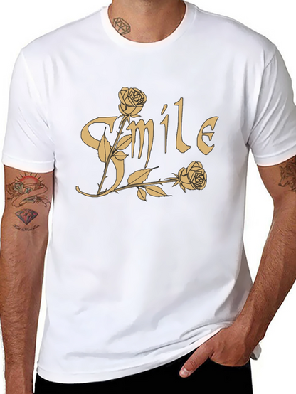 Smile Roses Graphic T-Shirt - Casual Cotton Tee