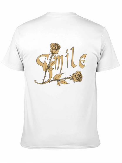 Smile Roses Graphic T-Shirt - Casual Cotton Tee