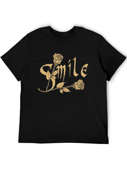 Smile Roses Graphic T-Shirt - Casual Cotton Tee