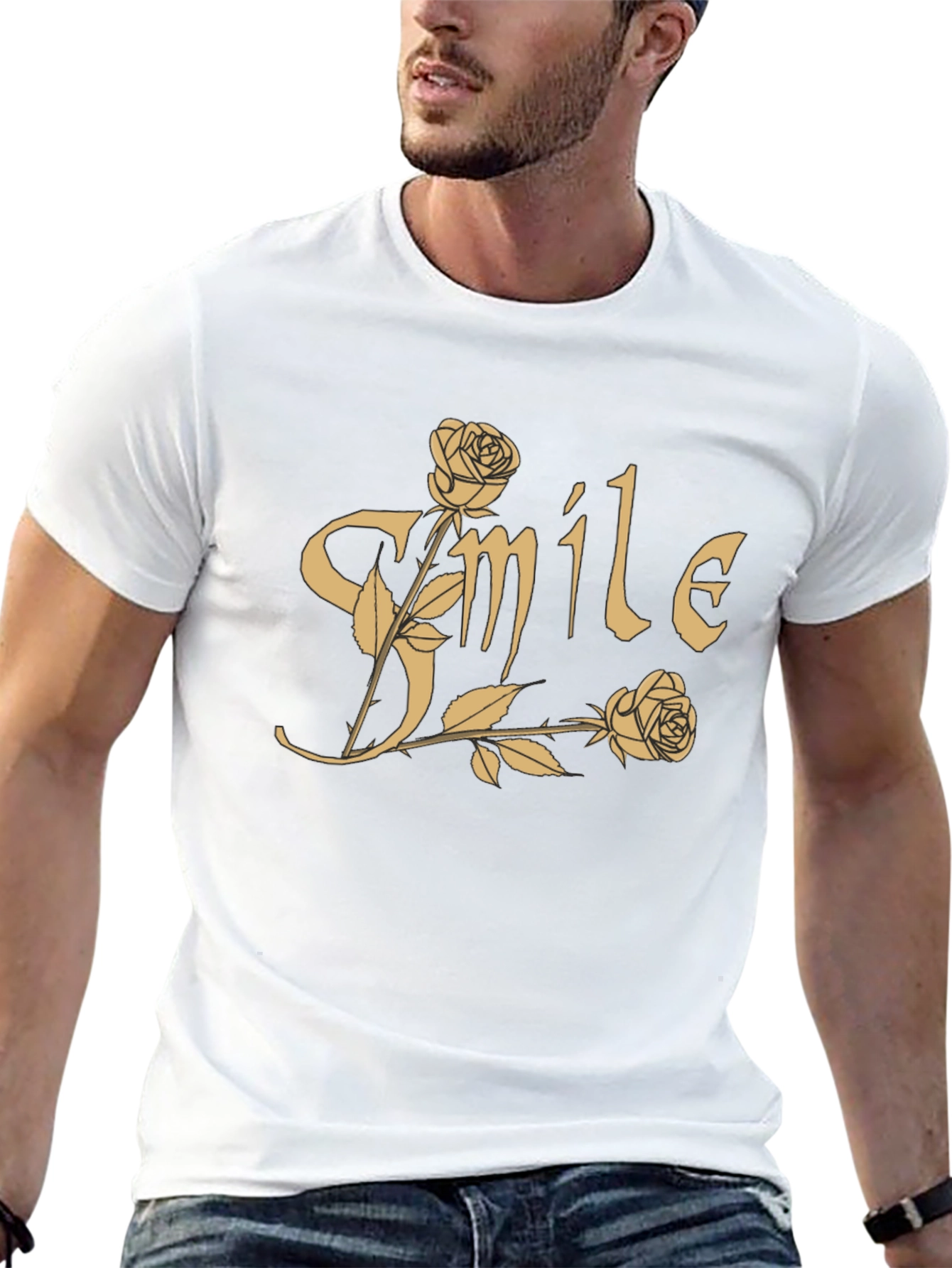 Smile Roses Graphic T-Shirt - Casual Cotton Tee