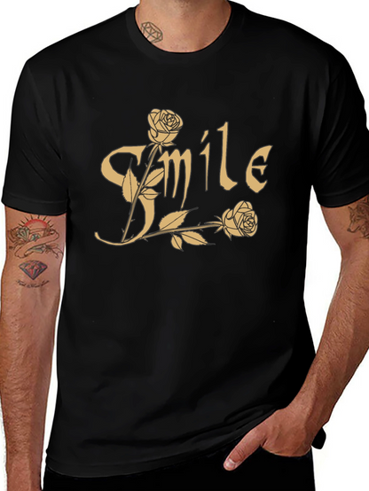 Smile Roses Graphic T-Shirt - Casual Cotton Tee