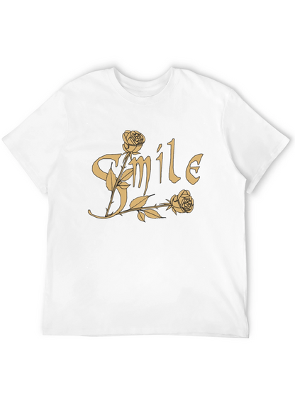Smile Roses Graphic T-Shirt - Casual Cotton Tee