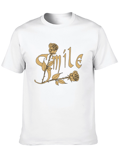 Smile Roses Graphic T-Shirt - Casual Cotton Tee