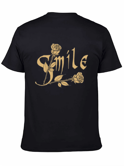 Smile Roses Graphic T-Shirt - Casual Cotton Tee