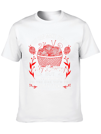 Knitting Humor T-Shirt - Pointy Sticks Design