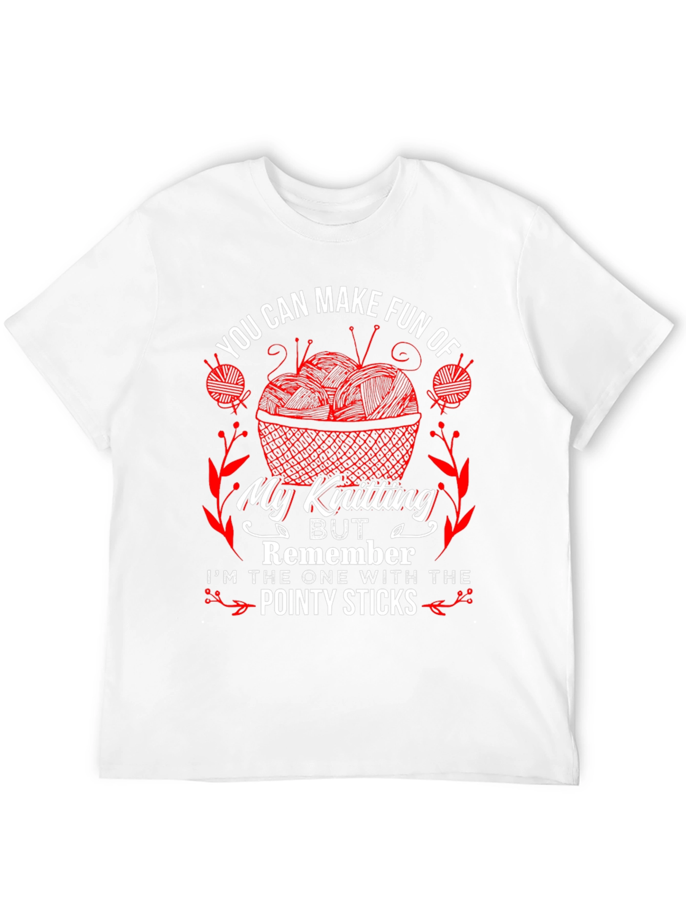 Knitting Humor T-Shirt - Pointy Sticks Design