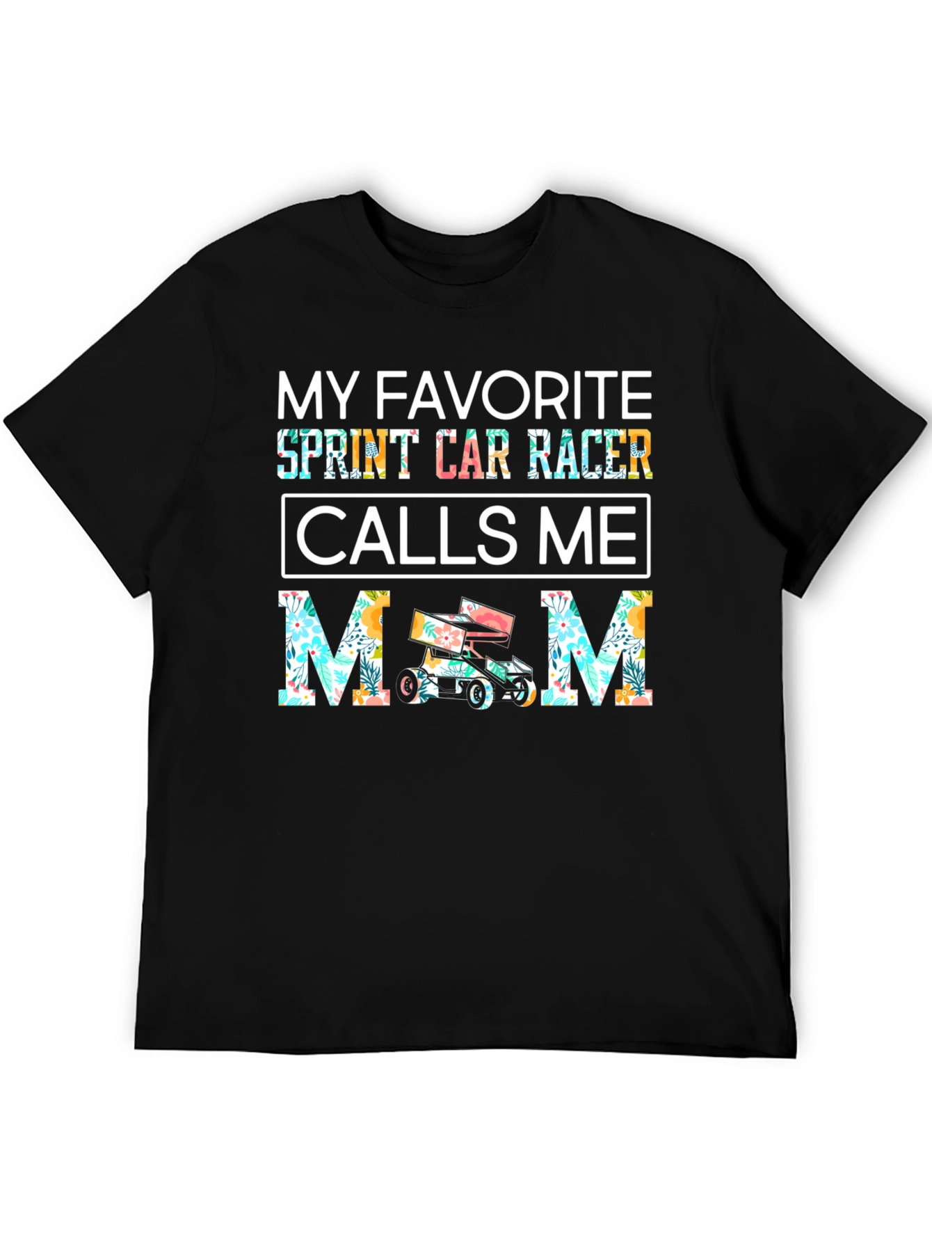 Sprint Car Racer Mom T-Shirt - Floral Design